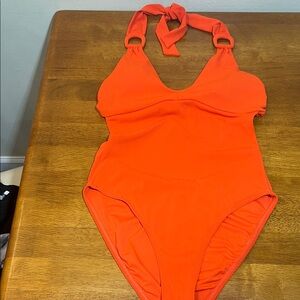 Robin Piccone One-Piece Halter Swimsuit - Orange Size 8